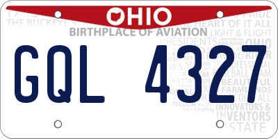 OH license plate GQL4327