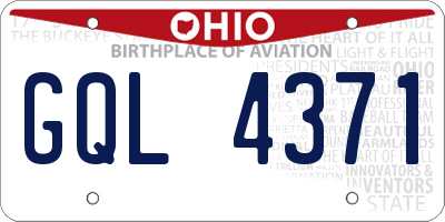 OH license plate GQL4371