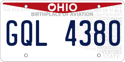 OH license plate GQL4380