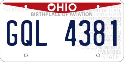 OH license plate GQL4381