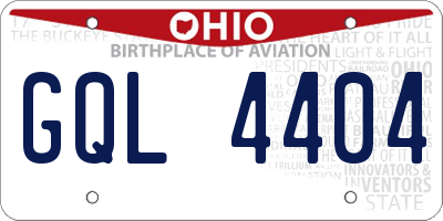 OH license plate GQL4404