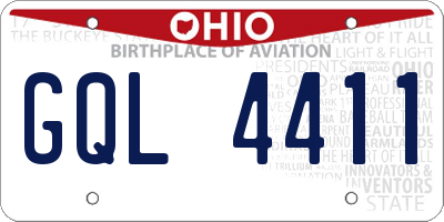 OH license plate GQL4411