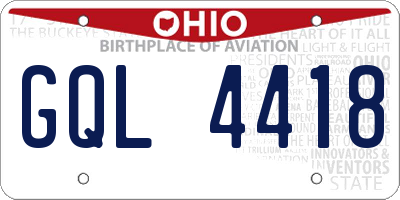 OH license plate GQL4418