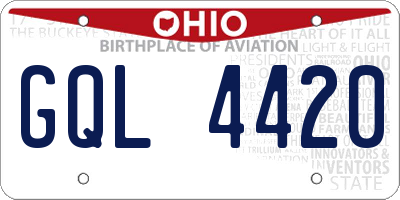 OH license plate GQL4420