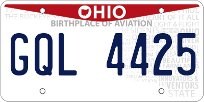 OH license plate GQL4425