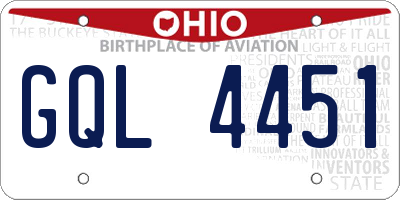 OH license plate GQL4451