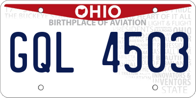 OH license plate GQL4503