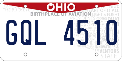 OH license plate GQL4510