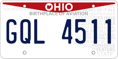 OH license plate GQL4511
