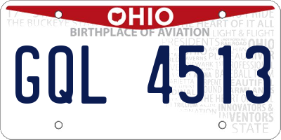 OH license plate GQL4513