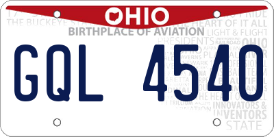 OH license plate GQL4540