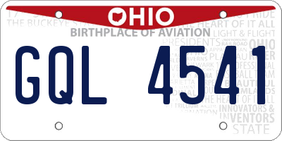 OH license plate GQL4541