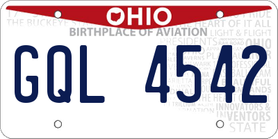 OH license plate GQL4542