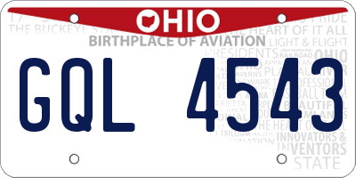 OH license plate GQL4543