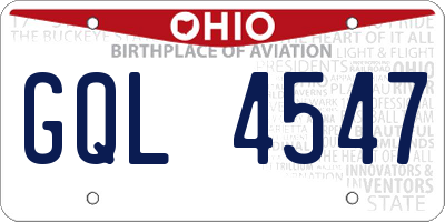 OH license plate GQL4547