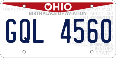 OH license plate GQL4560