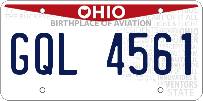 OH license plate GQL4561