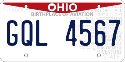 OH license plate GQL4567