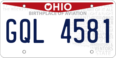 OH license plate GQL4581