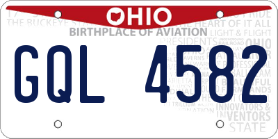 OH license plate GQL4582