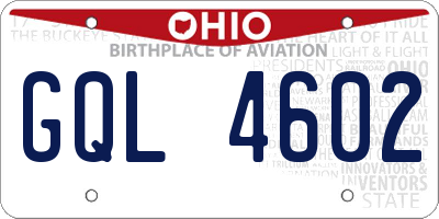 OH license plate GQL4602