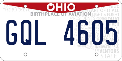 OH license plate GQL4605