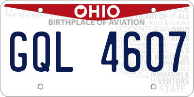OH license plate GQL4607