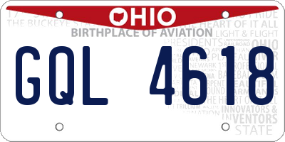 OH license plate GQL4618