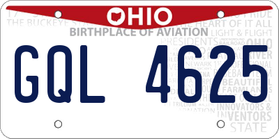 OH license plate GQL4625