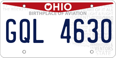 OH license plate GQL4630