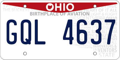 OH license plate GQL4637