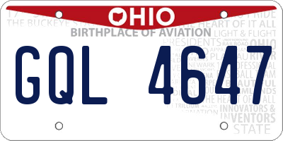 OH license plate GQL4647