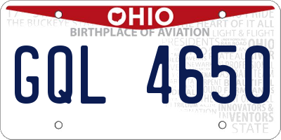 OH license plate GQL4650