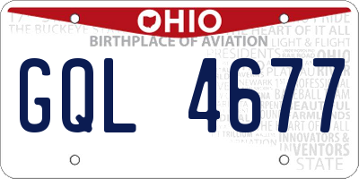 OH license plate GQL4677