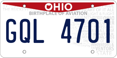 OH license plate GQL4701