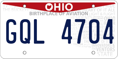 OH license plate GQL4704