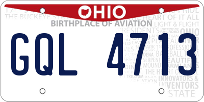 OH license plate GQL4713