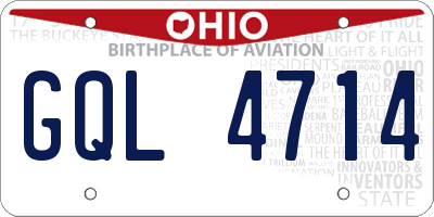 OH license plate GQL4714