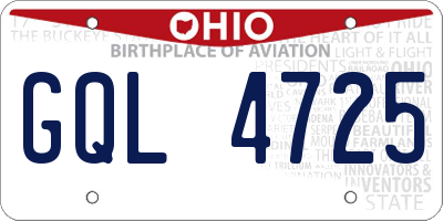OH license plate GQL4725