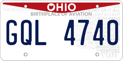 OH license plate GQL4740