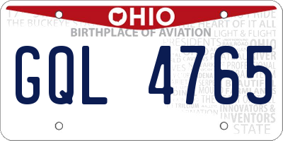 OH license plate GQL4765