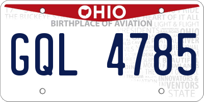 OH license plate GQL4785