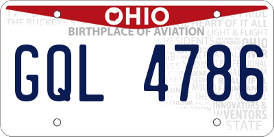 OH license plate GQL4786