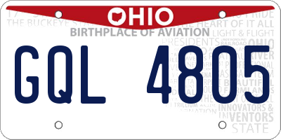 OH license plate GQL4805
