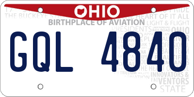 OH license plate GQL4840