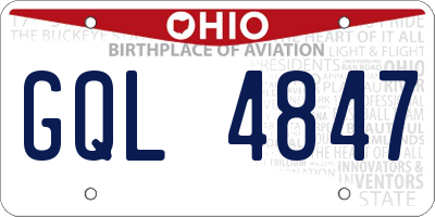 OH license plate GQL4847