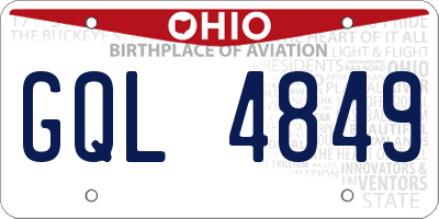 OH license plate GQL4849