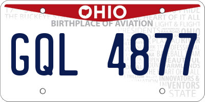 OH license plate GQL4877