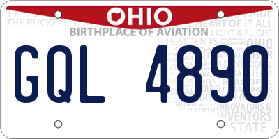 OH license plate GQL4890
