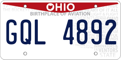 OH license plate GQL4892